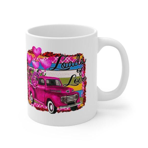 Valentine Truck Mug Valentines Day Loads of Love Southwestern Coffee Cup - Picture 2 of 4
